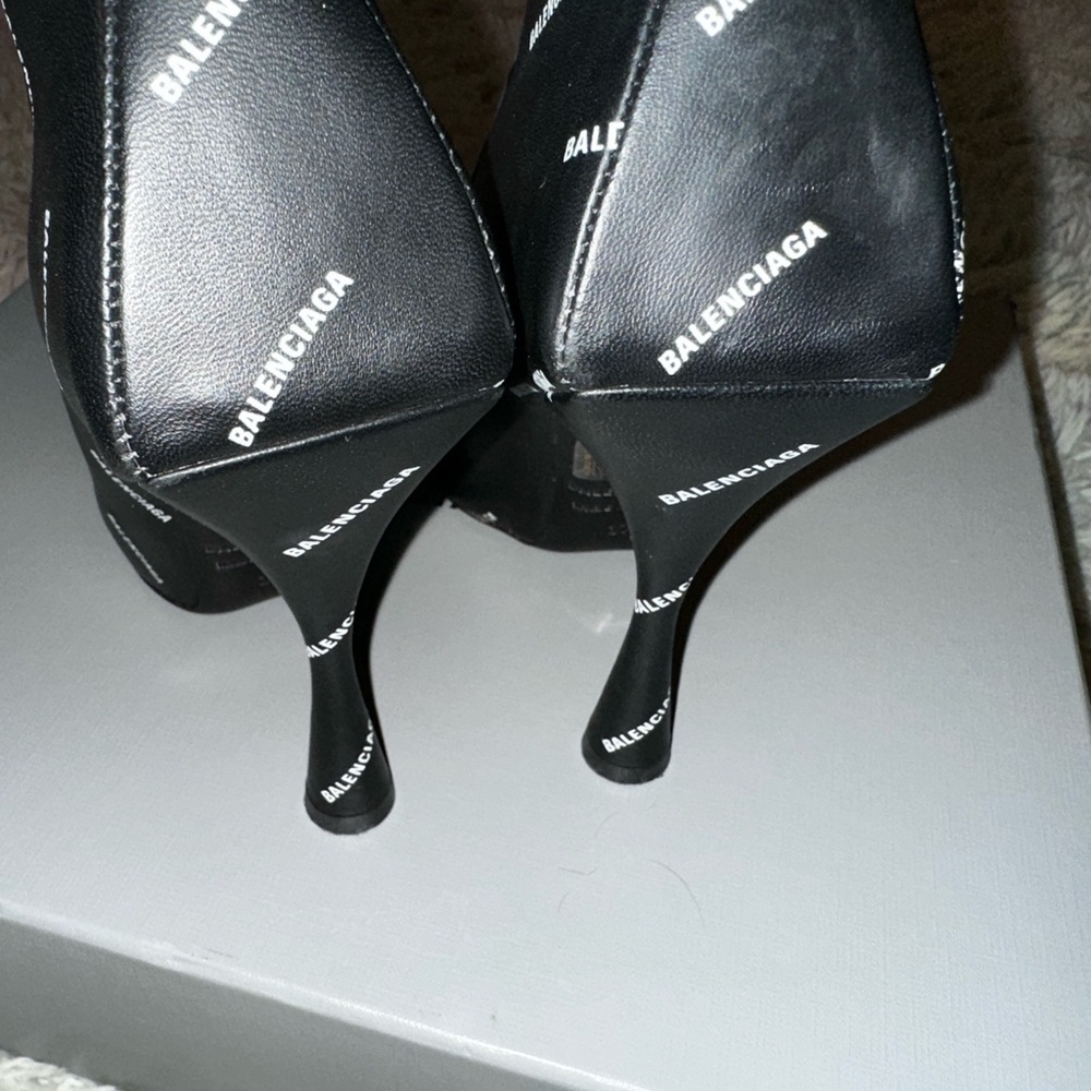 Balenciaga Fringe Knife BB Logo Black Leather Bootie Size 37 - Picture 9 of 16